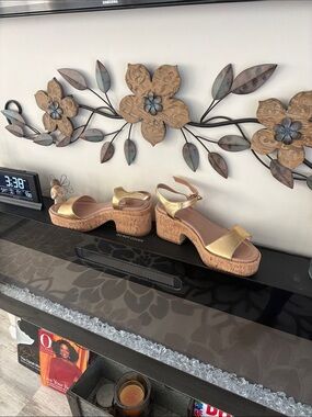 Nordstrom Gold Metallic Cork-Platform Sandals - Women